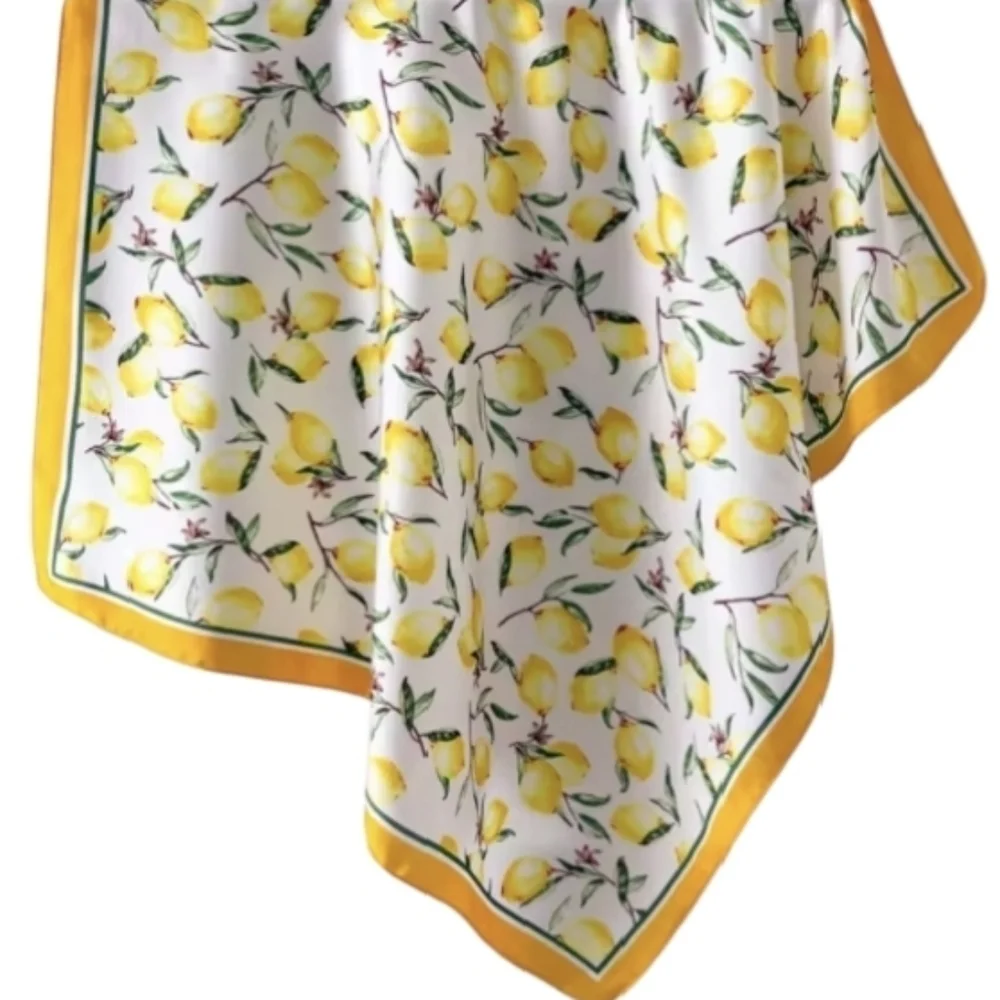 New! Lemon Silk Like Square Scarf Bandana 21